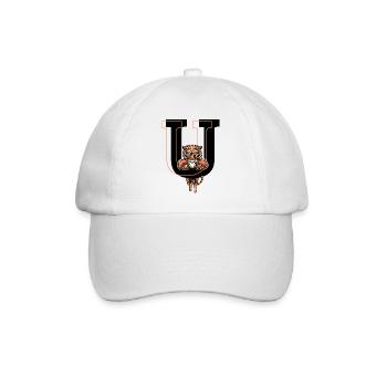 Buchstabe u Tiger - Geschenkidee - Baseballkappe - Weiß/Weiß - Vorne