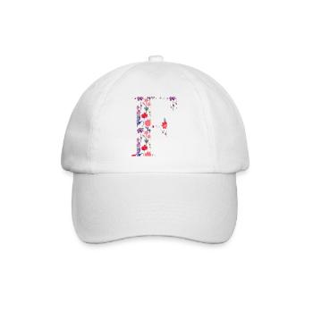 Personalisierter Blumenbuchstabe f - Geschenkidee - Baseballkappe - Weiß/Weiß - Vorne