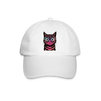 Chat arc-en-ciel avec des lunettes - Casquette classique - blanc/blanc - Devant