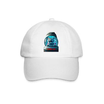 Funny cat in a UFO ship - Baseball Cap - white/white - Front