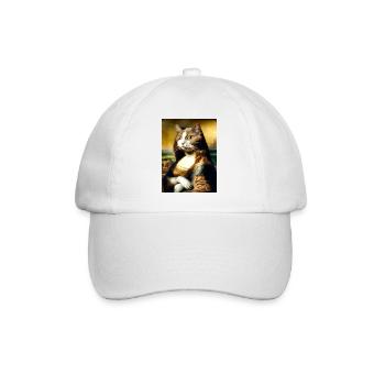 Meow Lisa Funny Cat Parody of the Mona Lisa - Baseball Cap - white/white - Front