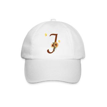 Letter j Sunflower Butterfly - Baseball Cap - white/white - Front