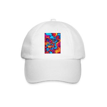 Abstrakte Kunst aus bunten Wirbeln - Baseballkappe - Weiß/Weiß - Vorne