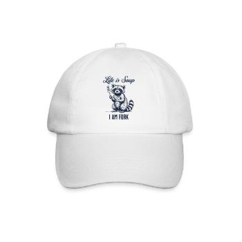 Funny Raccoon – Life is Soup - Baseball Cap - white/white - Front