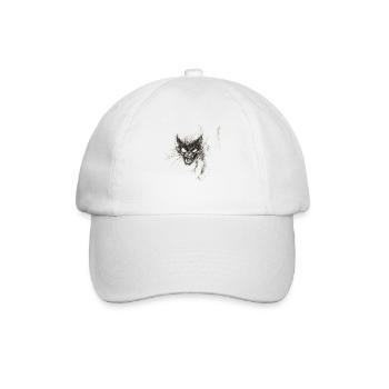 Crazy Cat - Wild Feral Cat Sketch Art Shirt - Baseball Cap - white/white - Front
