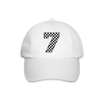 Nummer 7 kariert - Baseballkappe - Weiß/Weiß - Vorne