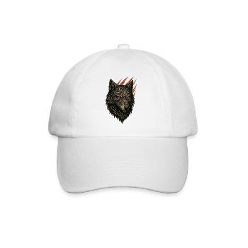 Intricate Tribal Wolf Portrait - Baseball Cap - white/white - Front