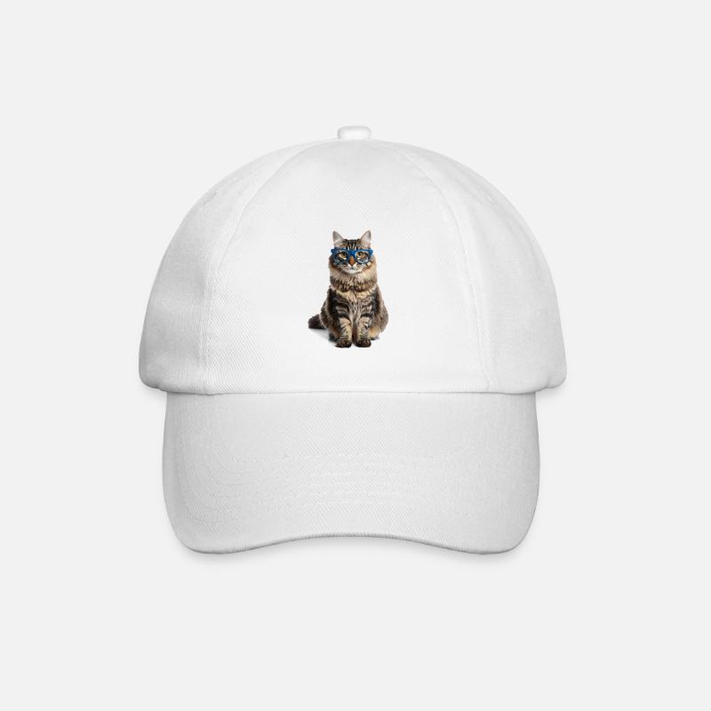 Getigerte Katze m blauer Brille – Good Pet Edition - Baseballkappe - Weiß/Weiß