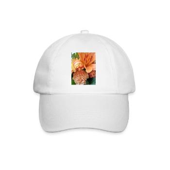 Warm orange floral pattern - Baseball Cap - white/white - Front