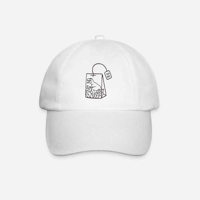 Dinosaur Tea Bag Design - Baseball Cap - white/white