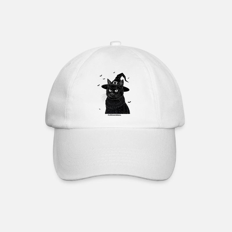 Purranormal Black Cat Halloween Design - Baseball Cap - white/white