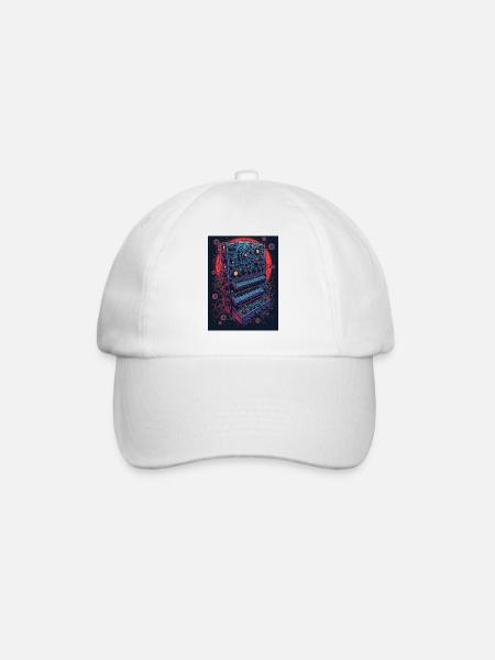 Futuristic electronic music device - Baseball Cap - white/white