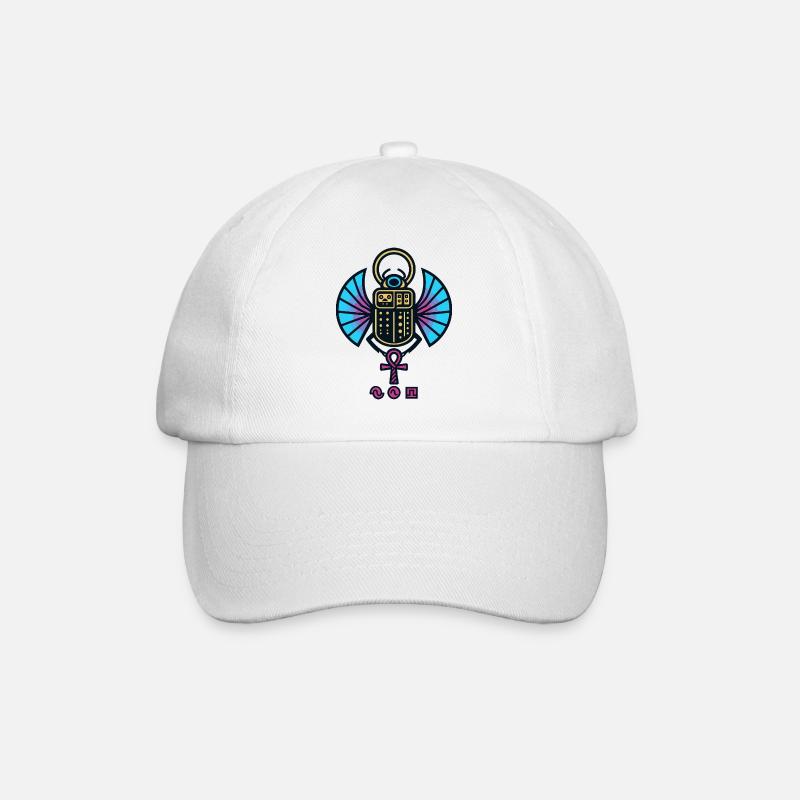 Winged Neon Scarab with Ankh - Baseball Cap - white/white