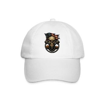 Crâne Patriotique avec Piston et Drapeau US - Casquette classique - blanc/blanc - Devant