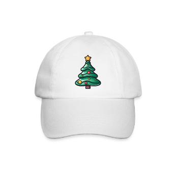Festive Christmas Tree Illustration - Baseball Cap - white/white - Front