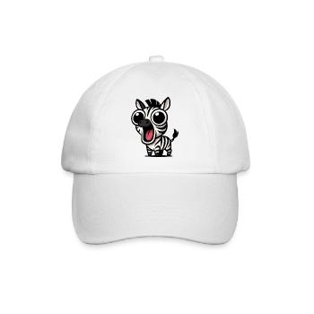 Dessin animé zèbre mignon avec des yeux écarquillés joie - Casquette classique - blanc/blanc - Devant