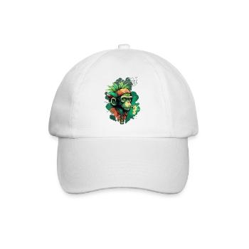 Tête de gorille verte avec ruban de feuille - Casquette classique - blanc/blanc - Devant