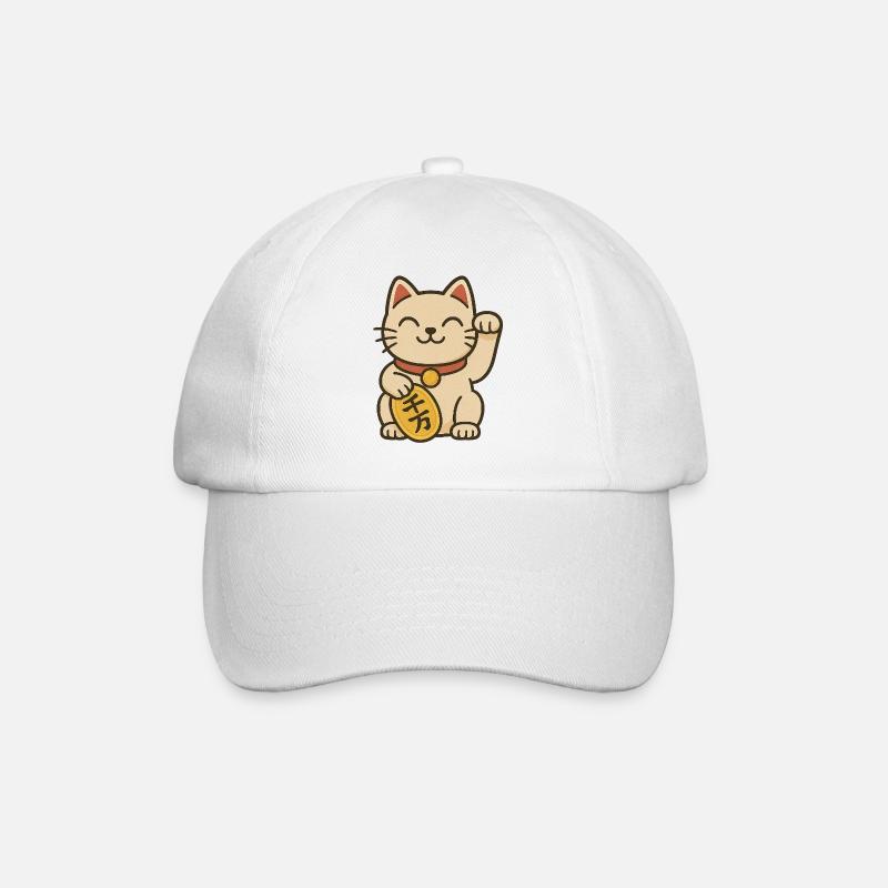 Maneki Neko Fortune Coin - Baseball Cap - white/white