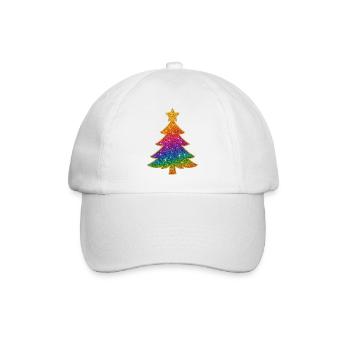 Rainbow Glitter Christmas Tree - Baseball Cap - white/white - Front
