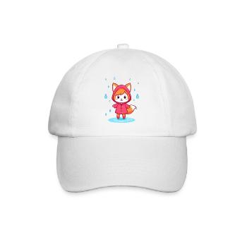 Kleiner Chibi-Fuchs im Regenmantel - Baseballkappe - Weiß/Weiß - Vorne