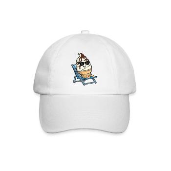 Chillende ijscreme op strandstoel - Baseball Cap - white/white - Front