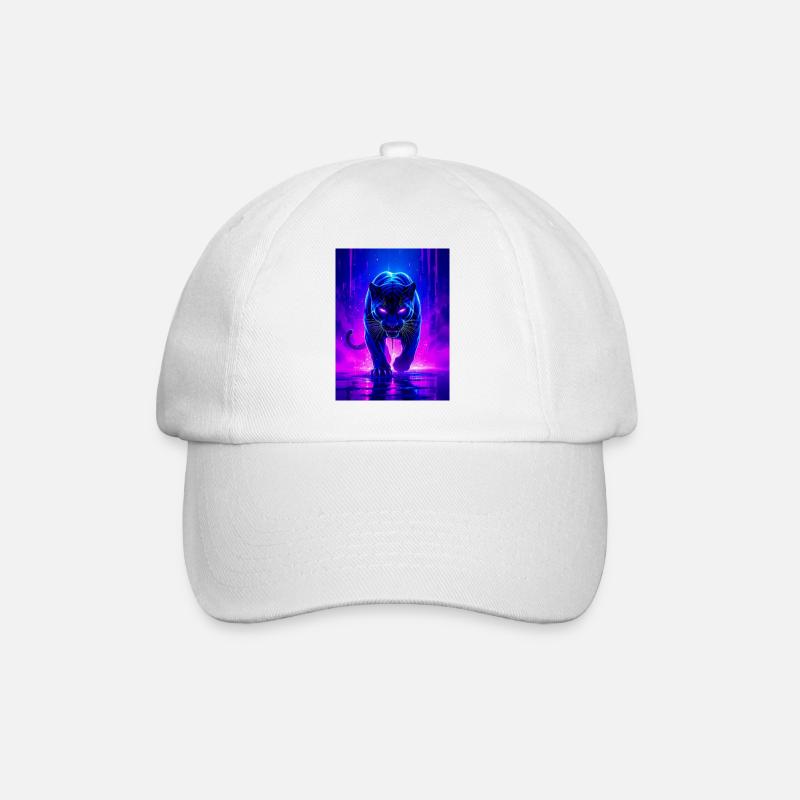 Une panthère brille d’un rose néon féroce et d’un sapin violet - Casquette classique - blanc/blanc