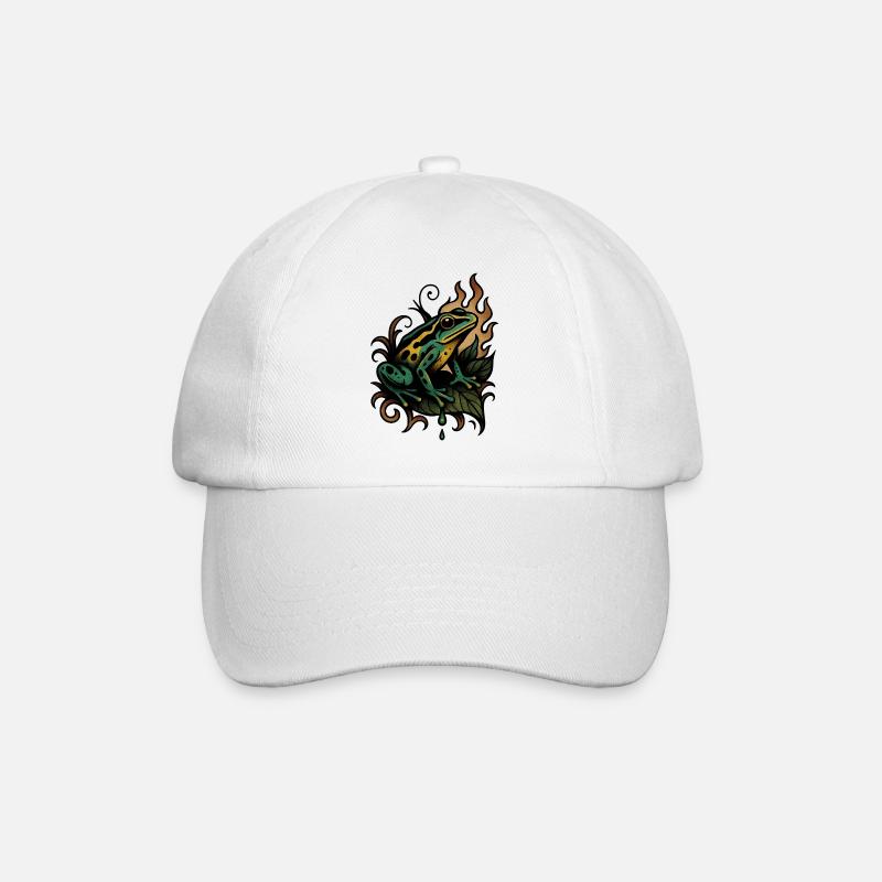 Flammenfrosch auf Blatt - Baseballkappe - Weiß/Weiß