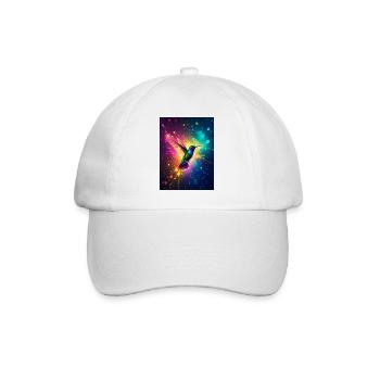 Radiant hummingbird glowing midair, surrounded  - Baseball Cap - white/white - Front
