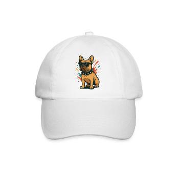 French Bulldog Dog in Color Splash with Sunglasses - Baseball Cap - white/white - Front