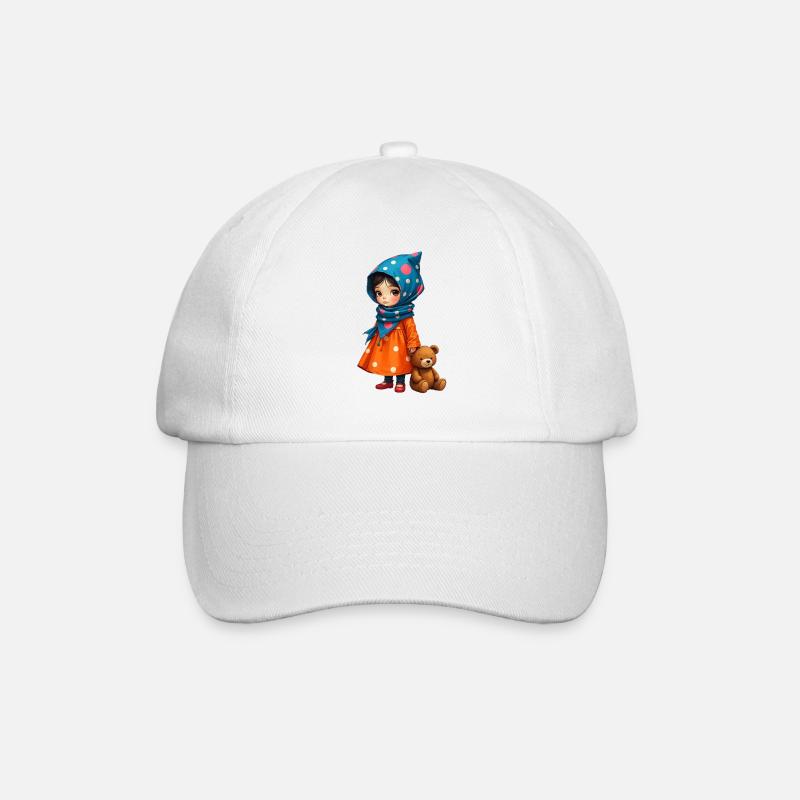 Fille à pois et ours - Casquette classique - blanc/blanc