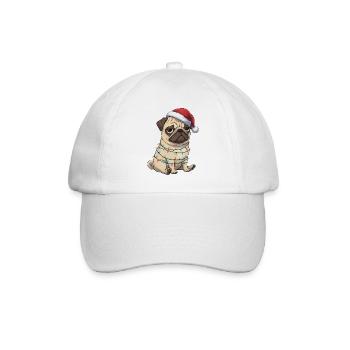 Pug Santa Claus funny clumsy dog Christmas - Baseball Cap - white/white - Front