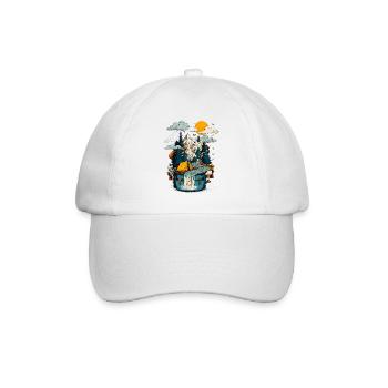 Mountain Lake Path - Camping Backpacker Motif - Baseball Cap - white/white - Front