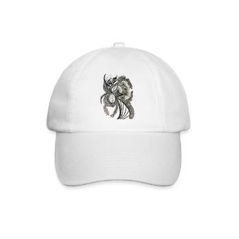 Monochrom Blumengeäst Ornament - Baseballkappe - Weiß/Weiß - Vorne