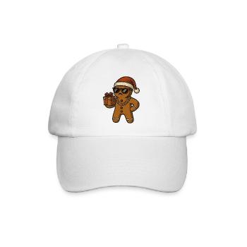 Gingerbread Santa mit Sonnenbrille Weihnachten - Baseballkappe - Weiß/Weiß - Vorne