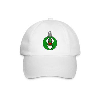 Grüne Weihnachtsbaumkugel mit Lächeln - Baseballkappe - Weiß/Weiß - Vorne