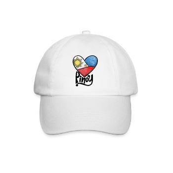 Philippinen-Flaggen-Herz-Druck - Baseballkappe - Weiß/Weiß - Vorne