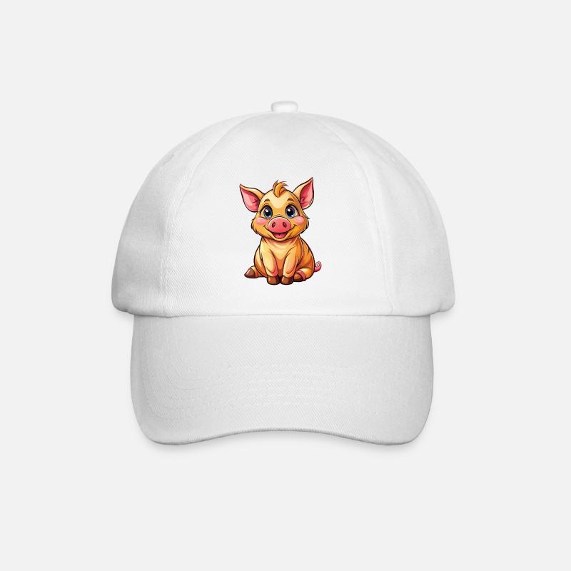 Sitting pig - Baseball Cap - white/white