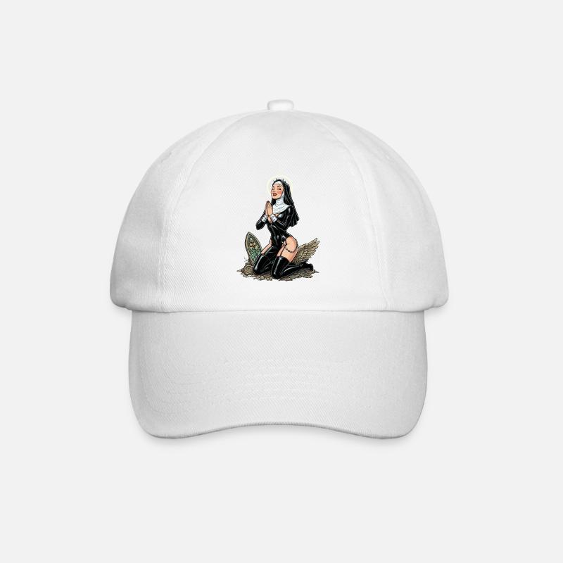 Holy nun on knees - Baseball Cap - white/white