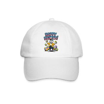 Happy Easter bunny with colorful eggs - Baseball Cap - white/white - Front