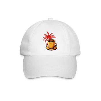 Tropischer Kaffee Palmenstil - Baseballkappe - Weiß/Weiß - Vorne