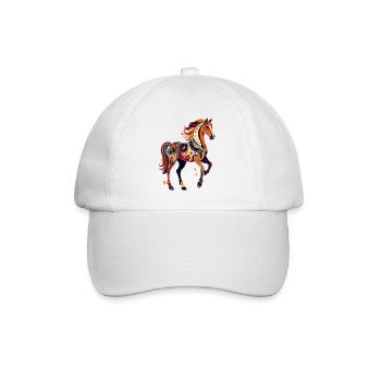 Ornamental Horse Colorful Pattern Abstract Horses Artwork - Baseball Cap - white/white - Front