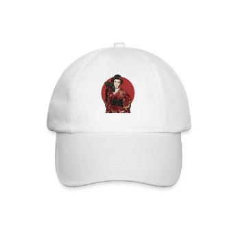 Geisha in red kimono with fan - Baseball Cap - white/white - Front