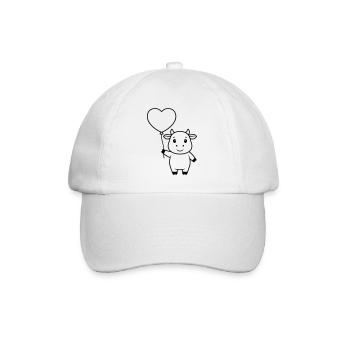 Süße Kuh Herz Ballon Liebe Outline - Baseballkappe - Weiß/Weiß - Vorne