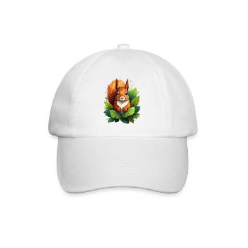 A squirrel between green leaves in the forest - Baseball Cap - white/white - Front
