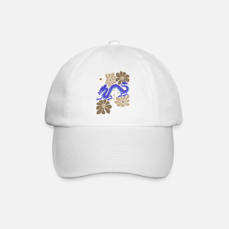 Blumenblauer Drache - Baseballkappe - Weiß/Weiß