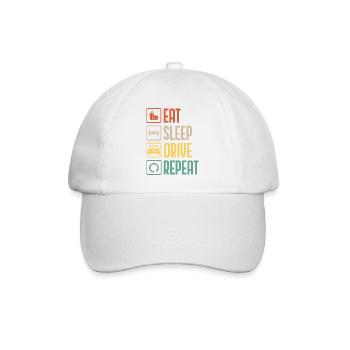 Mange, Dors, conduis, Répète - Casquette classique - blanc/blanc - Devant
