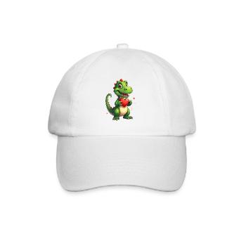 Dinosaurier mit Herz zum Valentinstag - Baseballkappe - Weiß/Weiß - Vorne