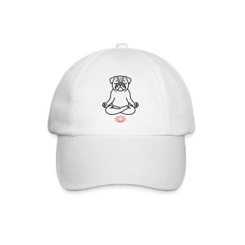 Pug Yoga Meditation Outline - Baseball Cap - white/white - Front