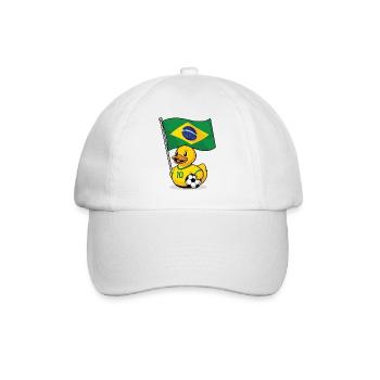 Le fan de football brésilien avec un drapeau - Casquette classique - blanc/blanc - Devant