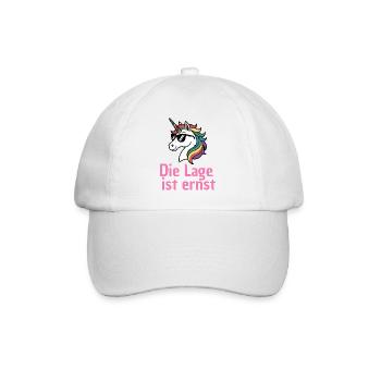 LAGE IST ERNST, COOLES EINHORN! LUSTIGER SPRUCH - Baseballkappe - Weiß/Weiß - Vorne